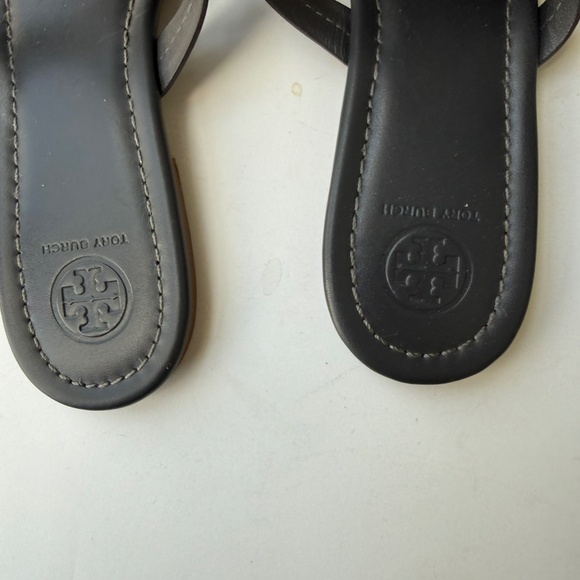 TORY BURCH $200 Womens 9.5 Navy Blue Leather Miller Thong Flip Flop Sandals 1A - Picture 6 of 6